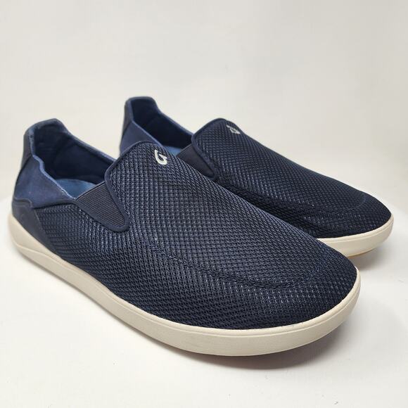 OluKai Dede Nohea Pae Slip-on Sneaker Men 11.5 Navy Blue Mesh Lightweight - Picture 1 of 14